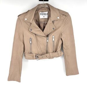 Pistola Tracy Faux Leather Moto Jacket Size‎ XS Latte Biker Baddie Neutral